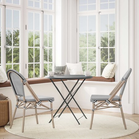 Flash Furniture BlackWhite French Bistro Stacking Chair SDA-AD642107-BLKWH-LTNAT-GG